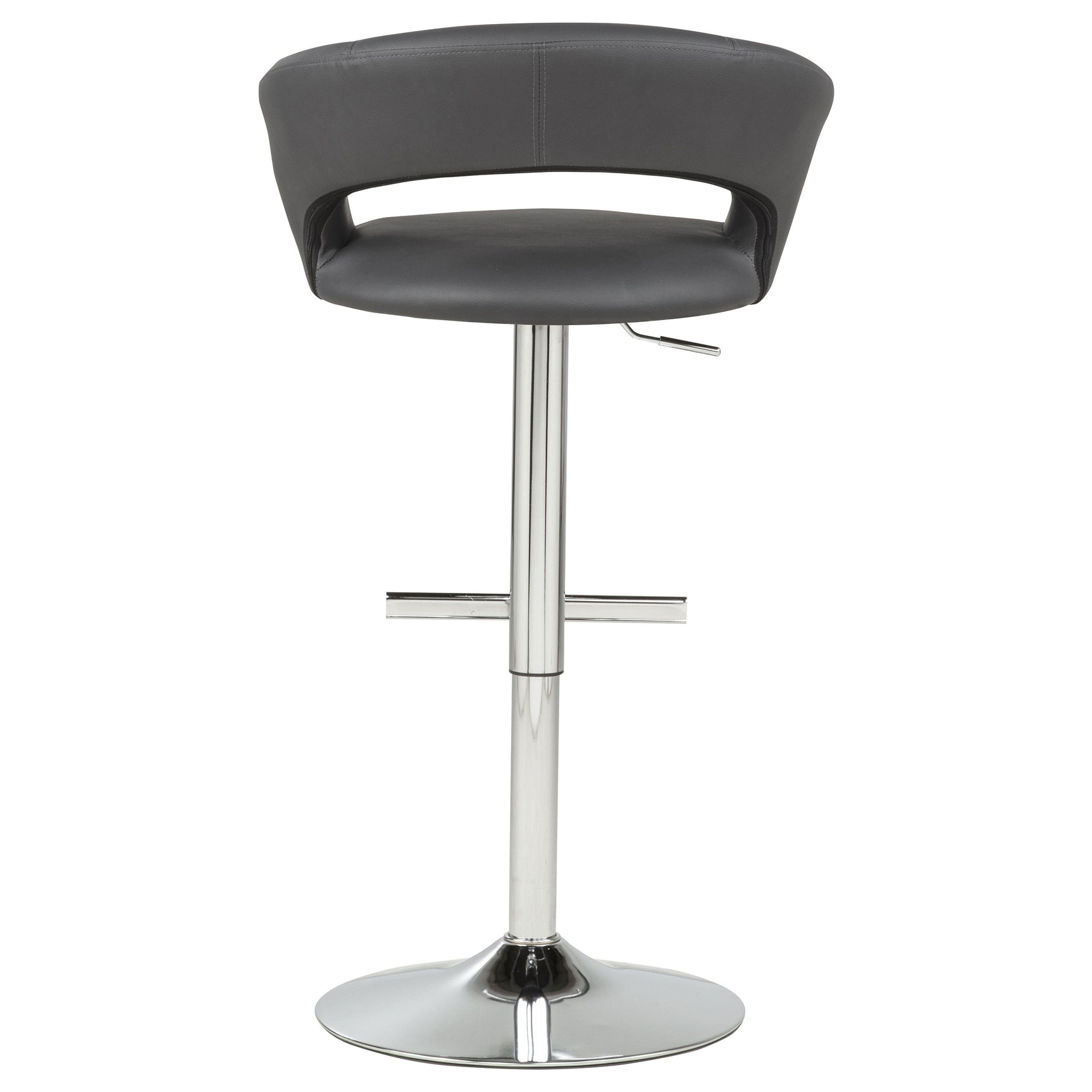 Travia Grey and Chrome Adjustable Leatherette Swivel Bar Stool