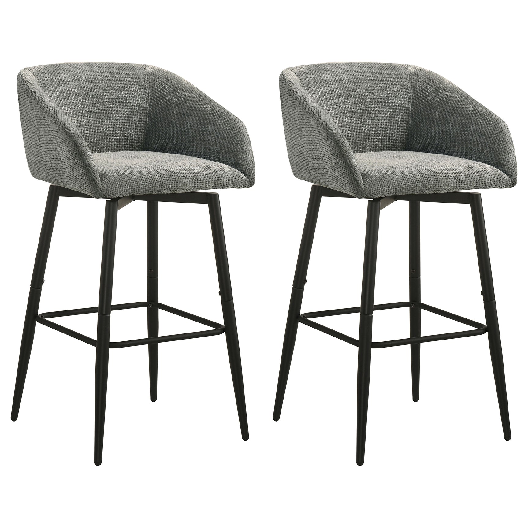 Rainer Charcoal Fabric Upholstered Swivel Bar Chair (Set of 2)