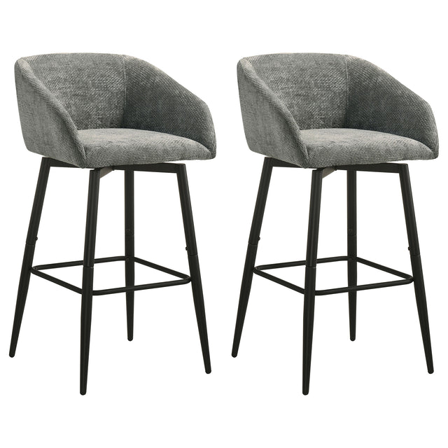 Rainer Charcoal Fabric Upholstered Swivel Bar Chair (Set of 2)