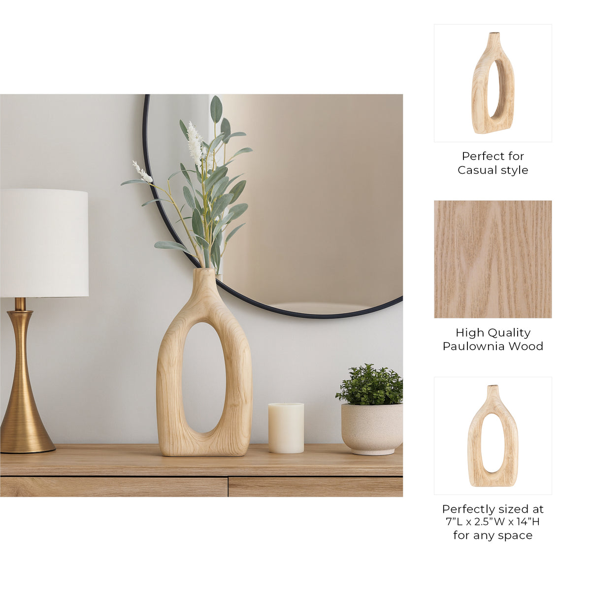 Independence Natural Wood Cut-Out Vase