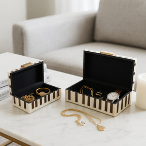 Siberia Brown/Ivory Boxes with Hardware (Set of 2)