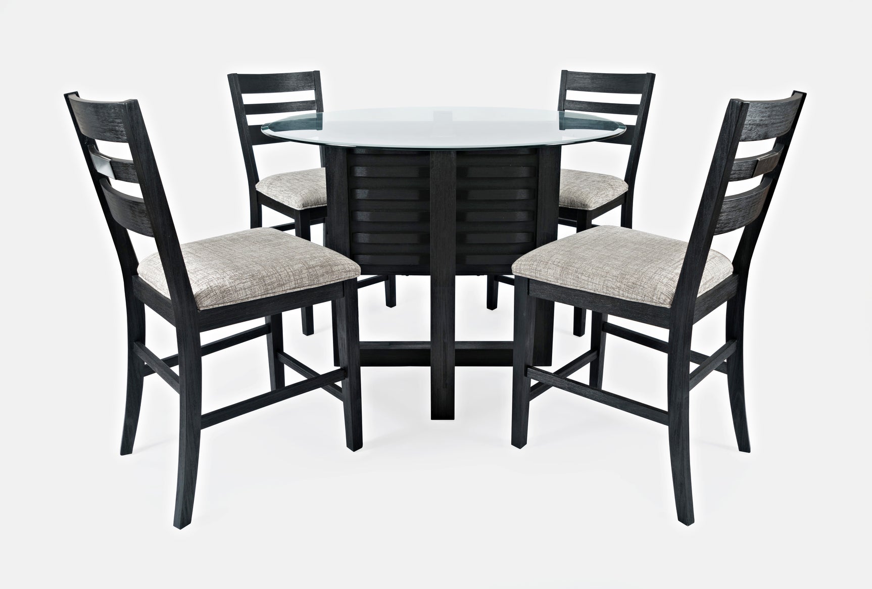 Altamonte Dark Charcoal Round Counter Dining Table w/ 4 Ladderback Stools