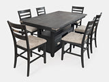 Altamonte Dark Charcoal High/Low Rect. Counter Dining Table w/ 6 Ladderback Stools