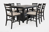Altamonte Dark Charcoal High/Low Rect. Counter Dining Table w/ 6 Ladderback Stools