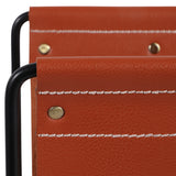 Helm Corner Brown/Black Faux Leather Magazine Rack