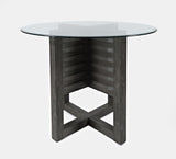 Altamonte Brushed Grey Round Counter Dining Table w/ 4 Ladderback Stools