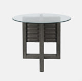 Altamonte Brushed Grey Round Counter Dining Table w/ 4 Ladderback Stools