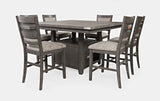 Altamonte Brushed Grey High/Low Sq. Counter Dining Table w/ 4 Uph Stools