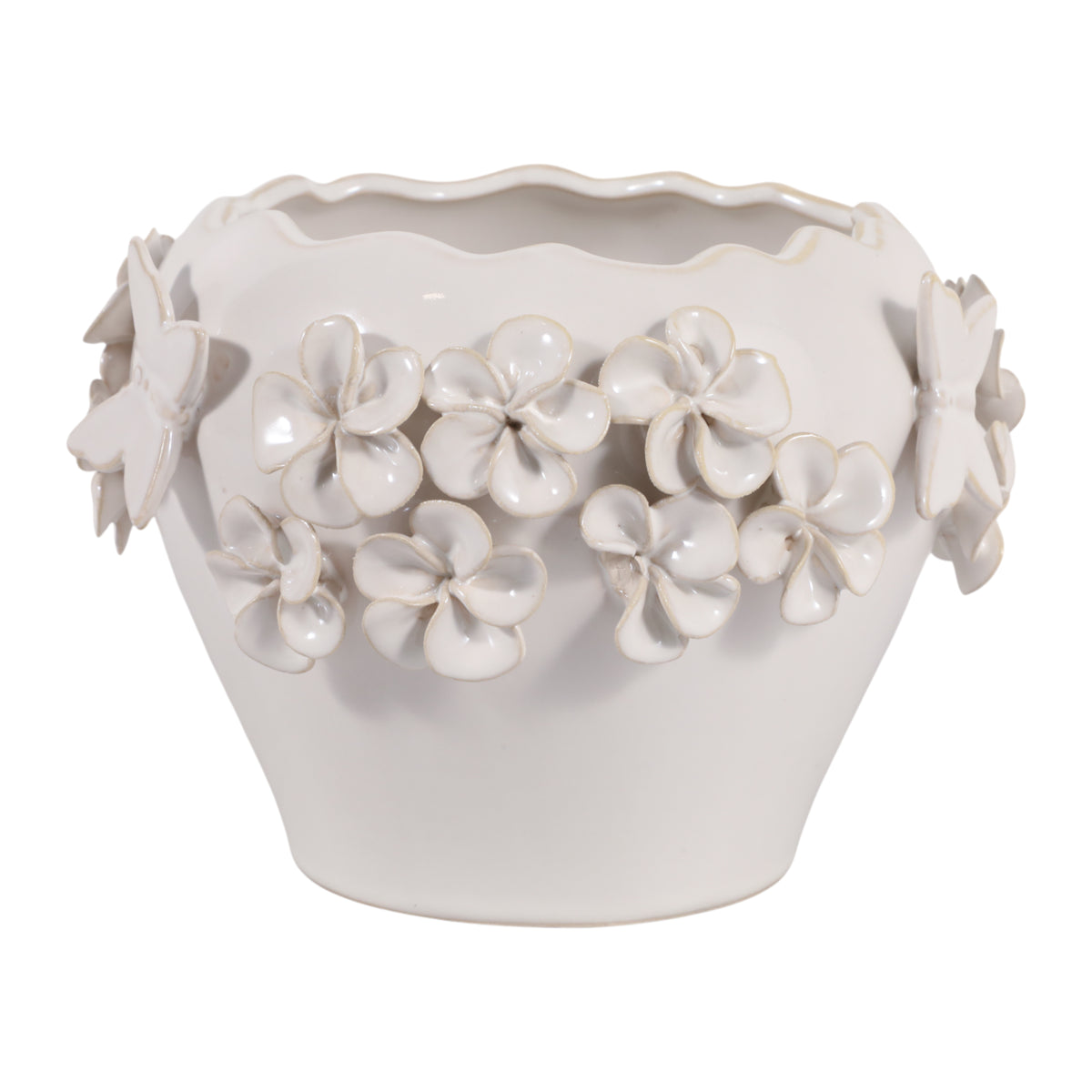 Calgro Ivory Floral Applique Planter with Butterfly