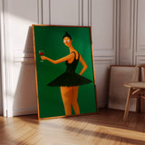 Surprised Ballerina with Wine Glass