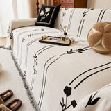 Chenille Jacquard Sofa Throw Cover with Tassel Soft Thick Couch Protector Blanket