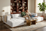 Montecito Ivory Velvet Double Chaise "U" Shape Sectional Sofa - Ornate Home