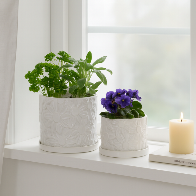 Bowenhaven White Planters (Set of 2)