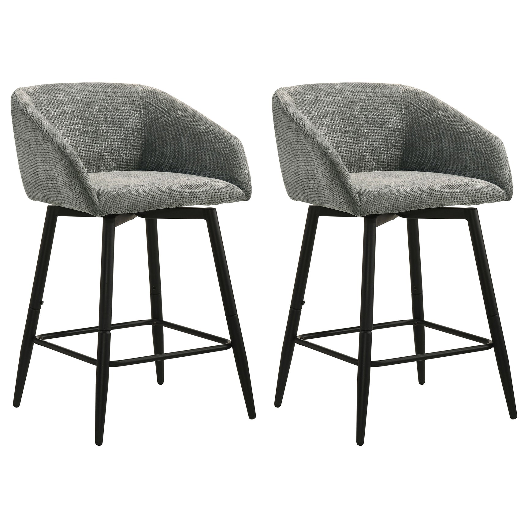Rainer Charcoal Fabric Upholstered Swivel Counter Height Chair (Set of 2)