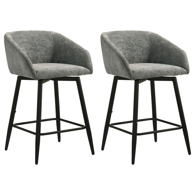 Rainer Charcoal Fabric Upholstered Swivel Counter Height Chair (Set of 2)