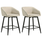 Rainer Cream Fabric Upholstered Swivel Counter Height Chair (Set of 2)