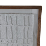Foxwood White/Brown Paper Mache Wall Art with Wooden Frame and Glass