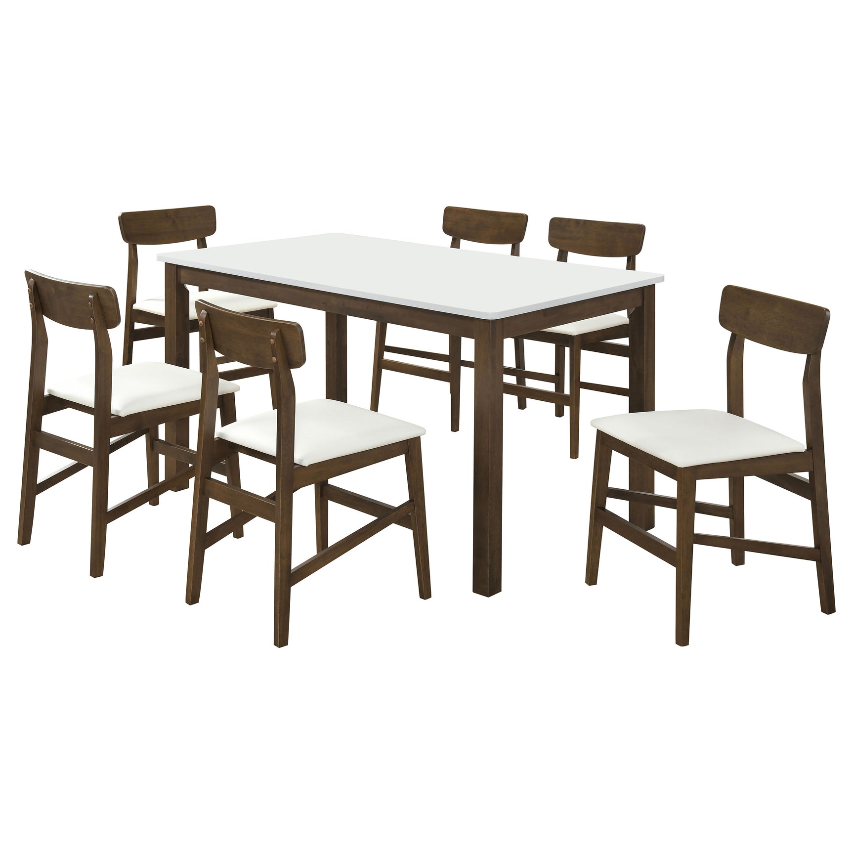 Merrin White and Walnut 7-Piece 55-inch Rectangular Dining Set Off