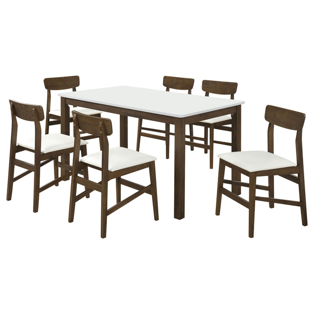 Merrin White and Walnut 7-Piece 55-inch Rectangular Dining Set Off