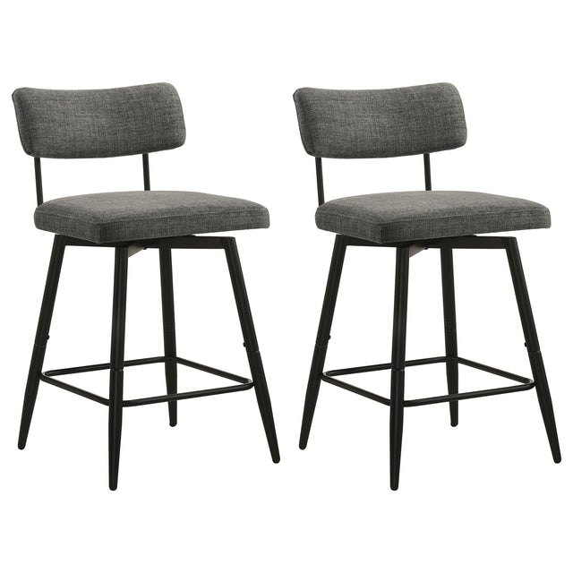 Levine Grey Fabric Upholstered Swivel Counter Chair (Set of 2)
