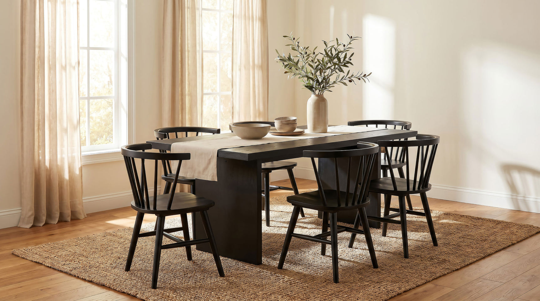 Decker Black 7-Piece 82-inch Rectangular Dining Set