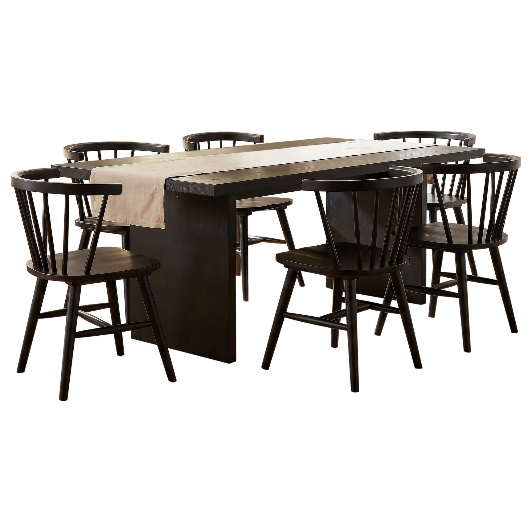 Decker Black 7-Piece 82-inch Rectangular Dining Set