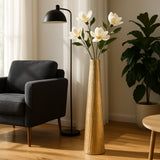 Rendalia Gold Small Metal Ribbed Floor Vase