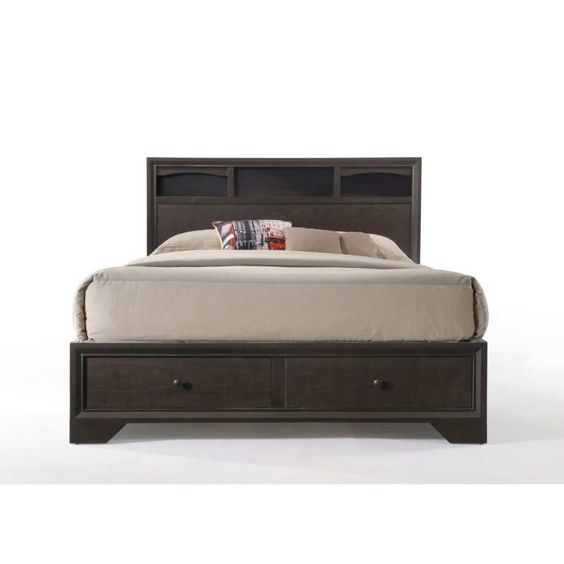 Madison II Espresso Platform Eastern King Bed w/ Storage - Ornate Home
