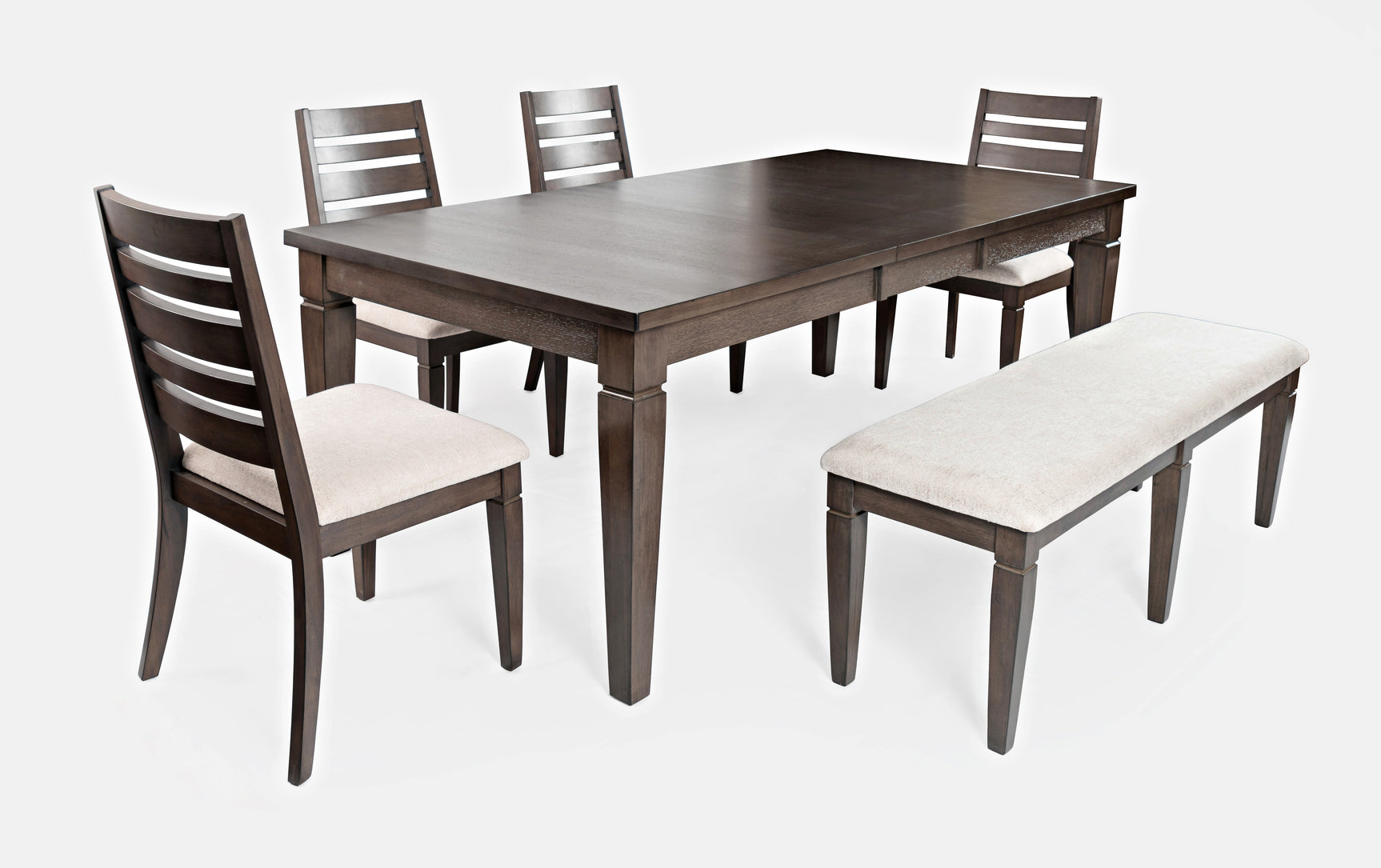 Lincoln Square Dark Espresso/Cream Ext Dining Table w/ 4 Chairs, Bench