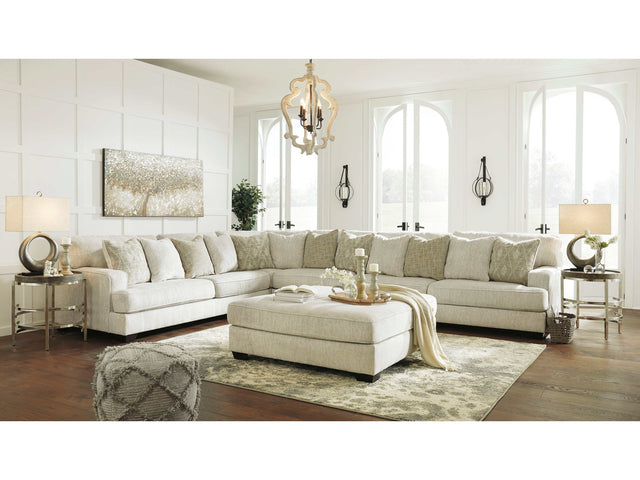 (Online Special Price) Rawcliffe Parchment 4pc Sectional Sofa w/ Ottoman - Ornate Home