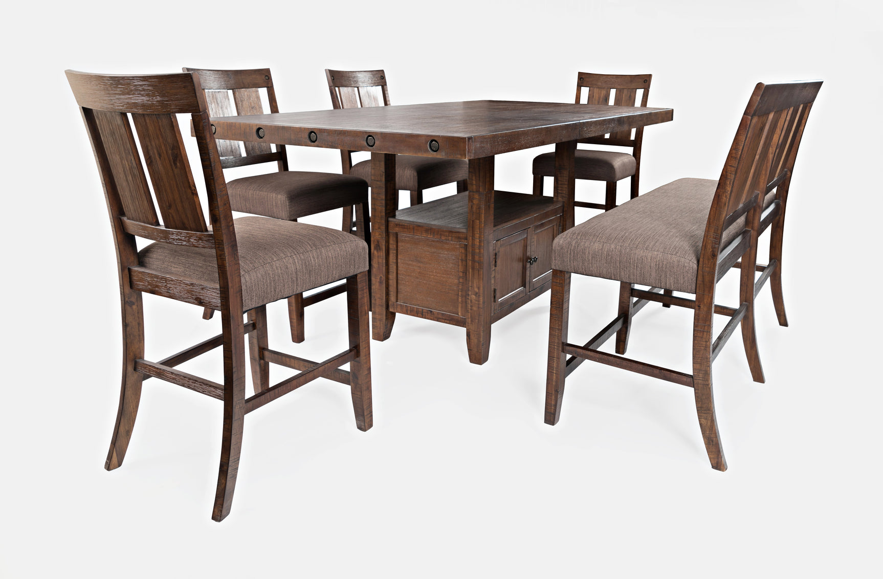 Mission Viejo Brown High/Low Ext Dining Table w/ 4 Stools, Bench