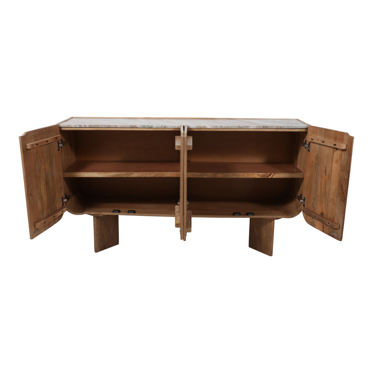 Mooney Flat Tan/Brown Modern 4-Door Cabinet