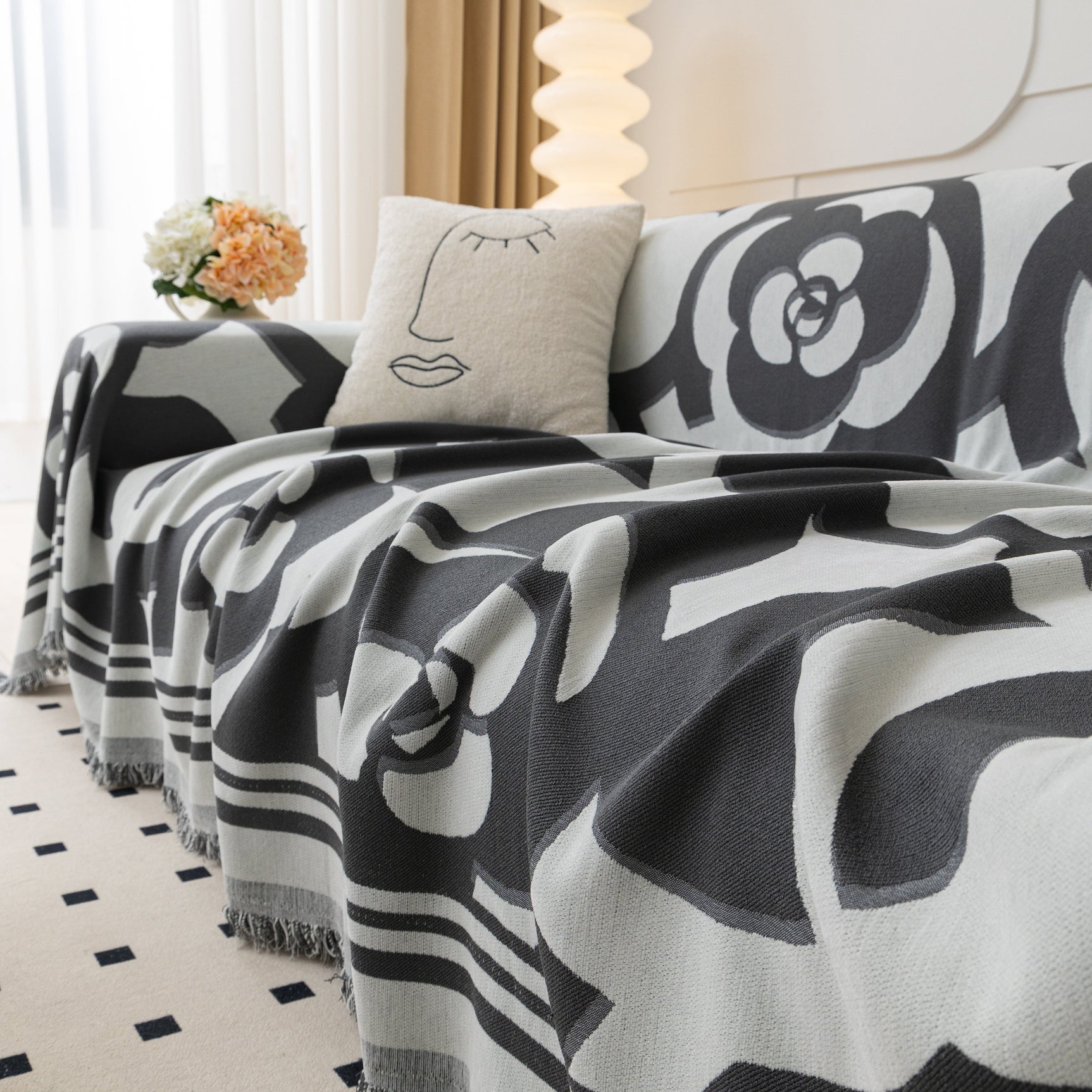 Chenille Sofa Cover Blanket, Couch Cover Blanket Throws for Couches Living Room Furniture Throw Covers