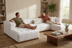 Montecito Ivory Velvet Double Chaise "U" Shape Sectional Sofa - Ornate Home