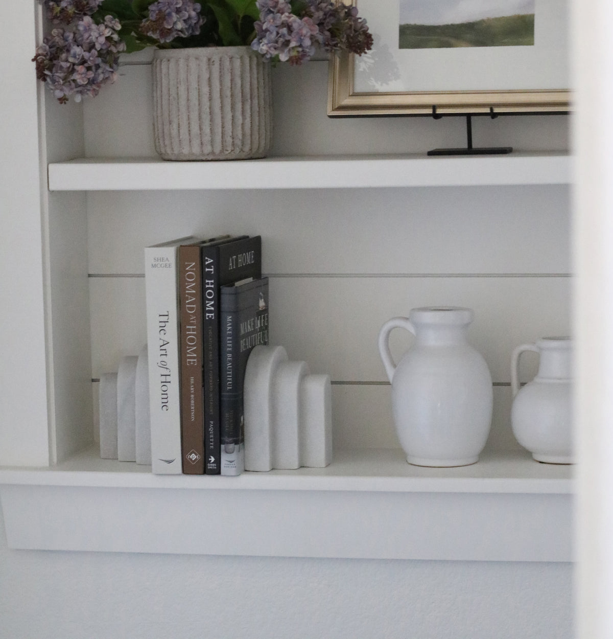 Mount Hermon White Marble Layered Arches Bookends (Set of 2)