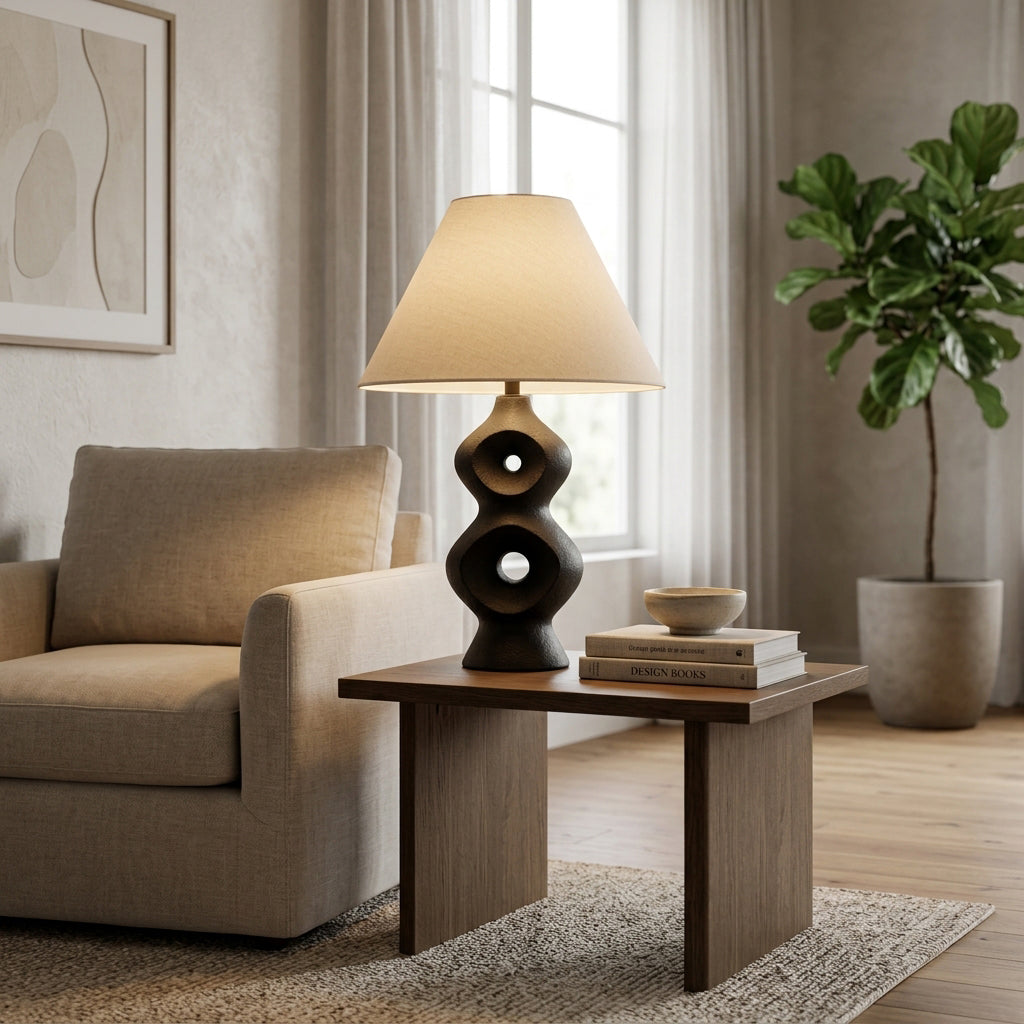 Jefferson Black/Tan Open Cut-Out 8 Table Lamp