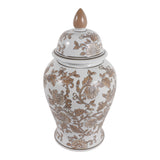 Rialto Brown/White Large Floral Chinoiserie Temple Jar