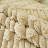 Bamboo-Style Sofa Towel, Faux Rabbit Fur Thickened Non-slip Seat Cushion Covers