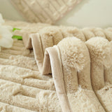Bamboo-Style Sofa Towel, Faux Rabbit Fur Thickened Non-slip Seat Cushion Covers