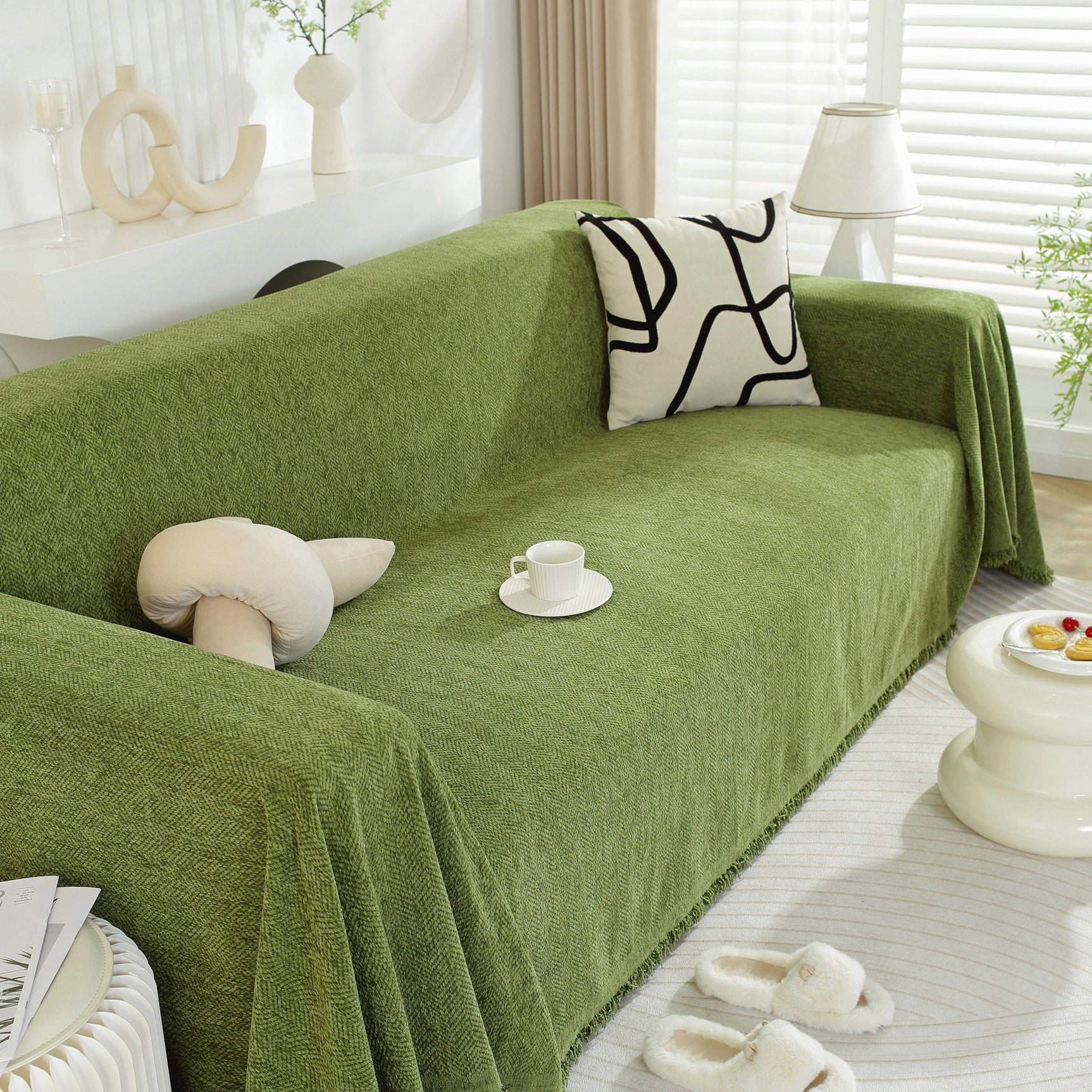 Chenille Herringbone Couch Protector Blanket, Stylish Throw Blankets for Couch and Couch Throw Cover
