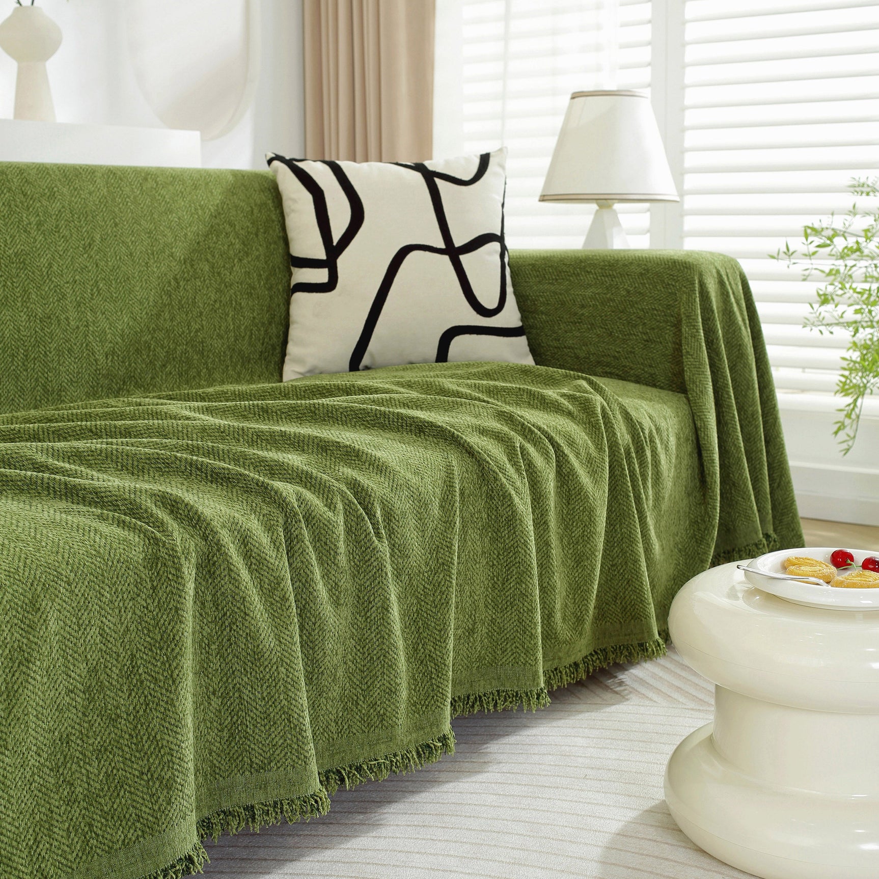 Chenille Herringbone Couch Protector Blanket, Stylish Throw Blankets for Couch and Couch Throw Cover