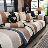 Striped Colorblock Non-Slip Sectional Couch Covers, Chenille Sofa Protector Cover