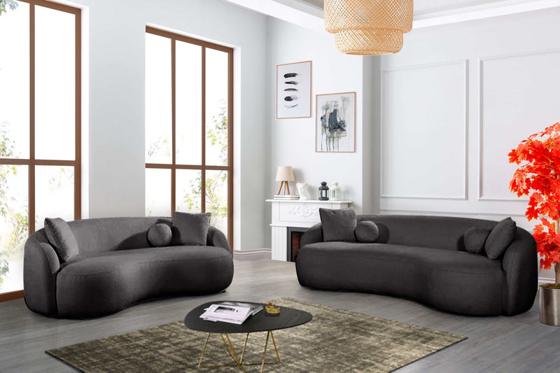 Bubble Bonita Black Boucle Living Room Set / 2pc - Ornate Home
