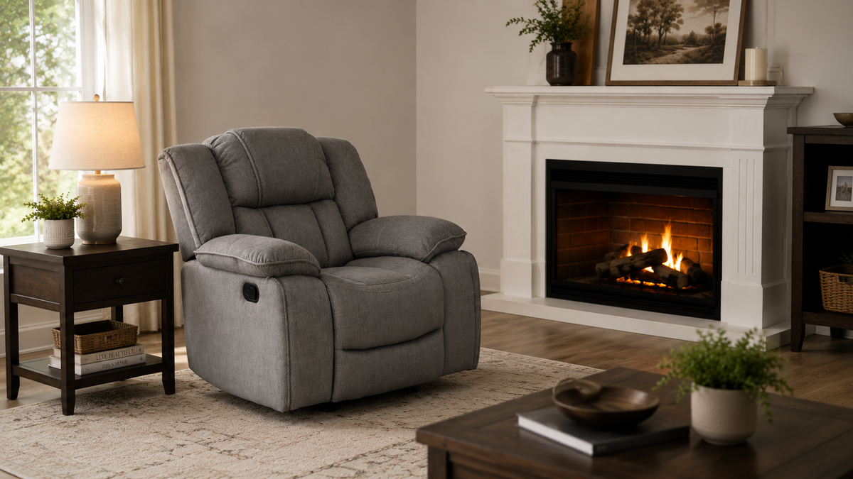 Midway Pewter Fabric Gliding Reclining Chair