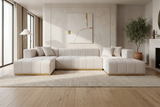 Montecito Ivory Velvet Double Chaise "U" Shape Sectional Sofa - Ornate Home