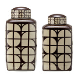 Bush Brown/Ivory Small Ceramic Square Jar