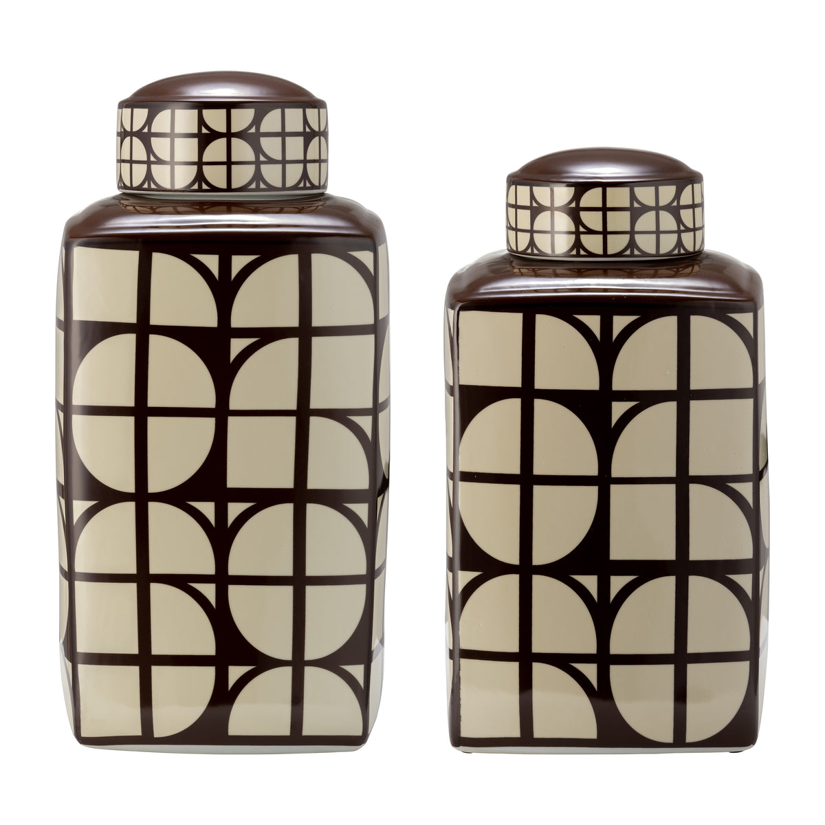 Bush Brown/Ivory Small Ceramic Square Jar