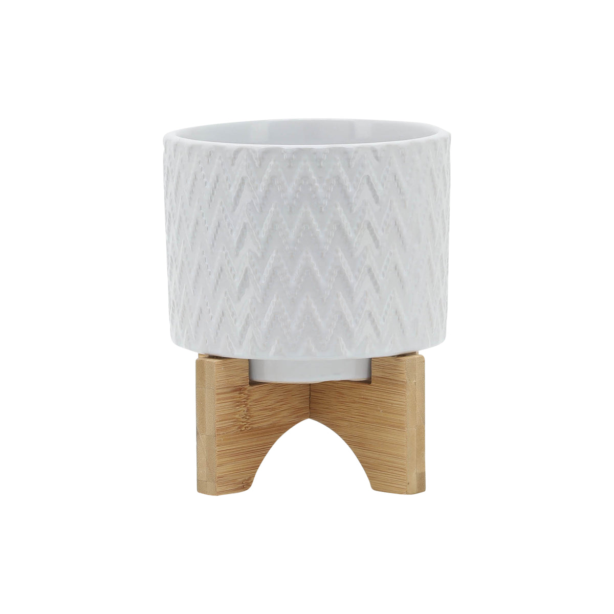 Bannister White Chevron Planter with Stand