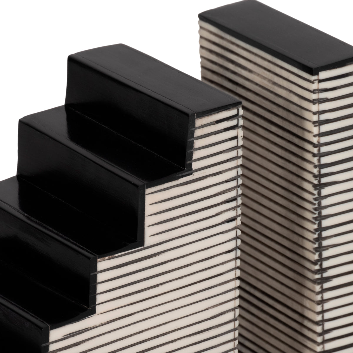 Ockenden Black/White Striped Steps Bookends (Set of 2)