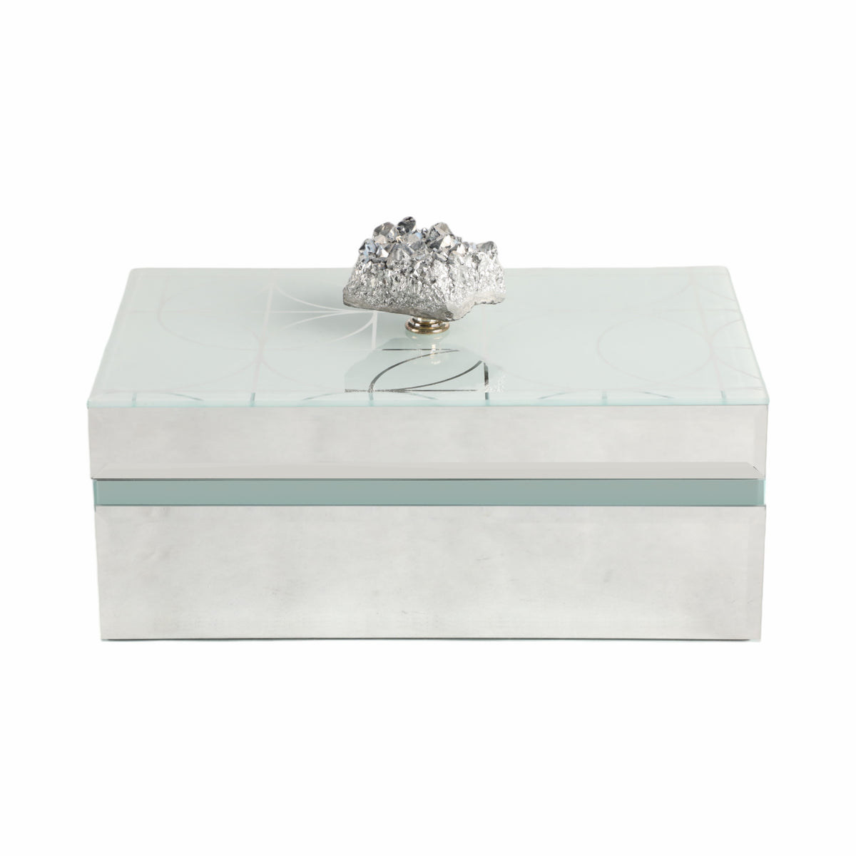 Pollock Silver Sparkly Geo Glass Box with Stone Top